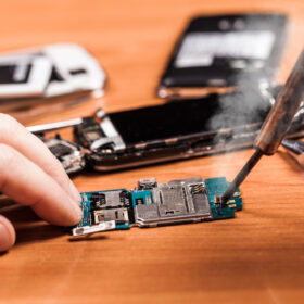 soldering, repairing fractured phone